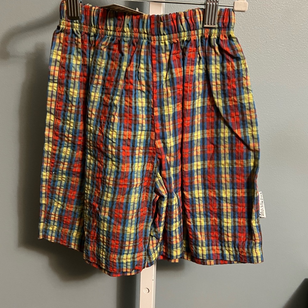 Mis Tee V-us Boys Plaid Lightweight Shorts Knee Length Multicolor NWT 6/7